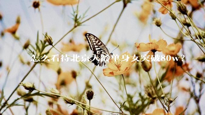 怎么看待北京大龄单身女突破80w？